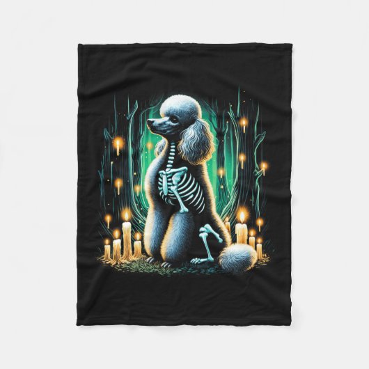 Couverture Polaire Cool Poodle Chien Squelette Halloween Chien Maman (Devant)
