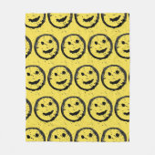 Couverture Polaire Cool Sardé Joyeux visage souriant motif jaune (Devant)