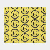 Couverture Polaire Cool Sardé Joyeux visage souriant motif jaune (Devant (Horizontal))