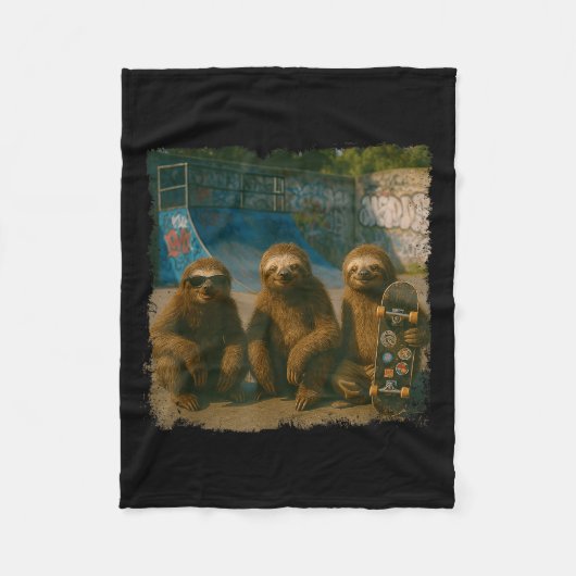 Couverture Polaire Cool Sloths Skatepark Vintage Photo  (Devant)