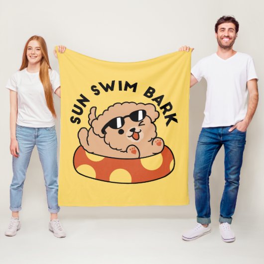 Couverture Polaire Cool Summer Chien Flottant - Jolie Puppy Pool Part (En situation)