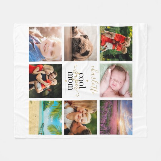 Couverture Polaire Cool Super Mom Personnalisé 8 Photo Collage (Devant (Horizontal))