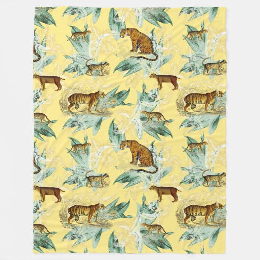 Couverture Polaire Cool Tropical Safari Wild Cats Tiger Jaune (Devant)