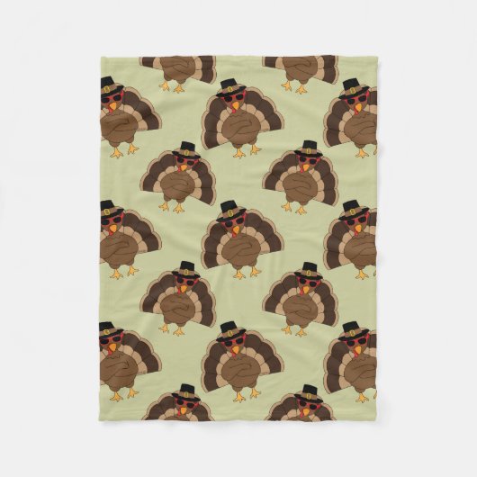 Couverture Polaire Cool Turquie Thanksgiving fun brun vert motif (Devant)