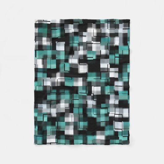 Couverture Polaire COOL Turquoise Vert Bleu Noir Blanc Abstrait Plaid (Devant)