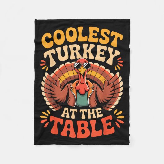 Couverture Polaire Coolest Turkey At The Table Funny Thanksgiving Out (Devant)