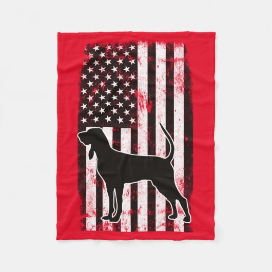 Couverture Polaire Coonhound et drapeau américain (Devant)