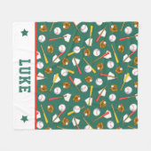 Couverture Polaire Copie blanche de base-ball de vert de gazon (Devant (Horizontal))