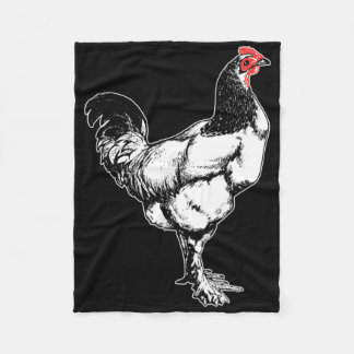 Couverture Polaire Coq de ferme vintage design minimaliste de poulet
