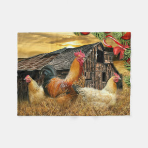 Couverture Polaire Coq de Noël Hen Barn Coop Farm