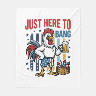 Couverture Polaire Coq Patriotique Feu d'Artifice Vintage Design de T