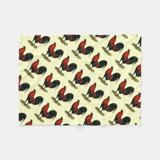 Couverture Polaire Coq Rouge Noir BB Jeu Américain (Devant (Horizontal))
