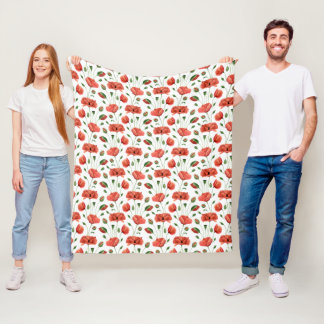 Couverture Polaire Coquelicot Aquarelle Fleur Sauvage