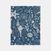 Couverture Polaire Coques de mer sur bleu foncé (Devant)