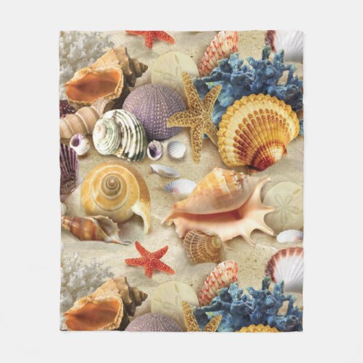 Couverture Polaire Coques de mer sur la plage (Devant)