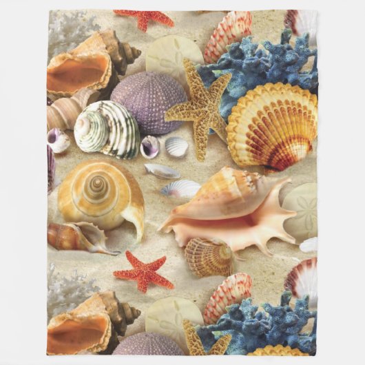 Couverture Polaire Coques de mer sur la plage (Devant)