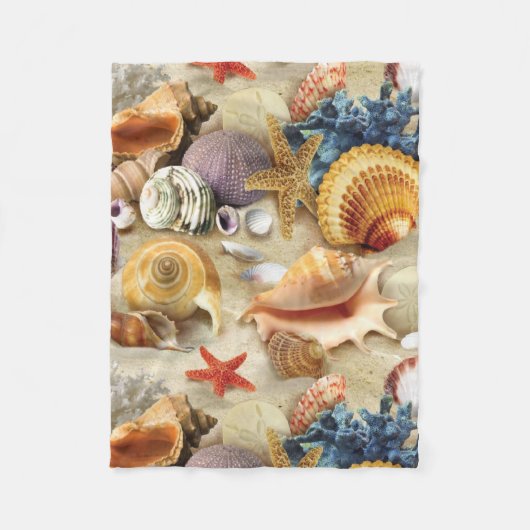 Couverture Polaire Coques de mer sur la plage (Devant)