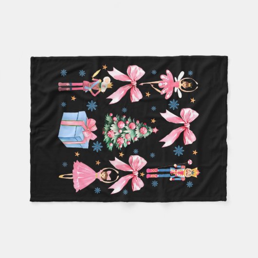 Couverture Polaire Coquette Bow Christmas Nutcracker Ballet Festive W (Devant (Horizontal))