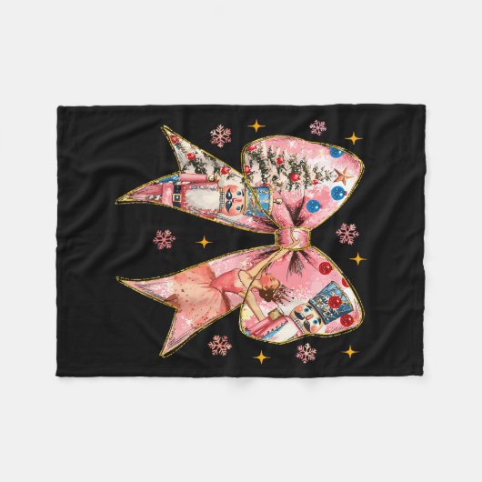 Couverture Polaire Coquette Bow Christmas Nutcracker Ballet Festive W (Devant (Horizontal))