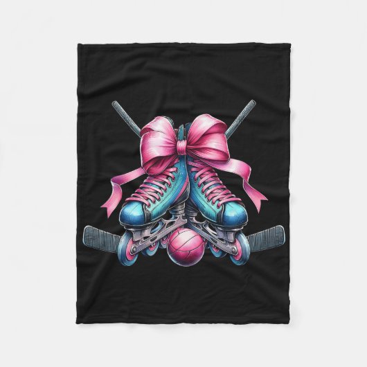 Couverture Polaire Coquette Bow Inline Hockey Player Girl Mom Mother' (Devant)