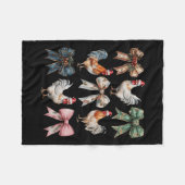 Couverture Polaire Coquette Bow Poulet de Noël ferme Animal mignonne (Devant (Horizontal))