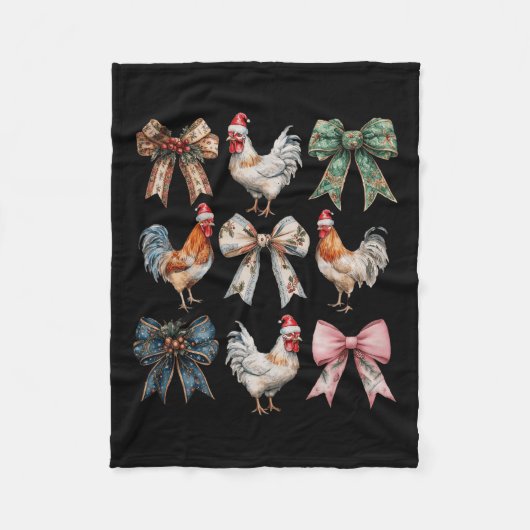Couverture Polaire Coquette Bow Poulet de Noël ferme Animal mignonne (Devant)