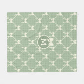 Couverture Polaire Coquette Bows Gingham Monogram Cream Sage Green (Devant (Horizontal))