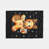 Couverture Polaire Coquette Cute Gingerbread Leopard Bow Christmas Gi (Devant (Horizontal))