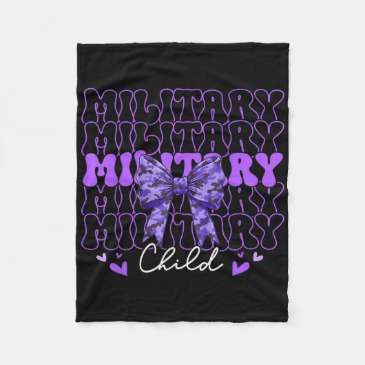 Couverture Polaire Coquette Enfant Militaire Bow Purple Up Camo Kids (Devant)