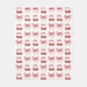 Couverture Polaire Coquette fille de vaches et cerises roses