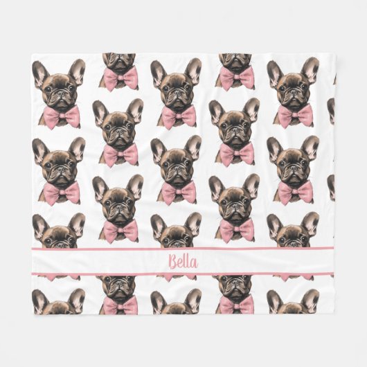 Couverture Polaire Coquette Frenchie Nom costumizable (Devant (Horizontal))