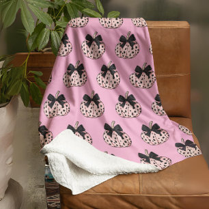Couverture Polaire Coquette Halloween Citrouille rose mignon avec arc