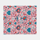 Couverture Polaire Coquette, monogramme floral et motif cardiaque (Devant (Horizontal))