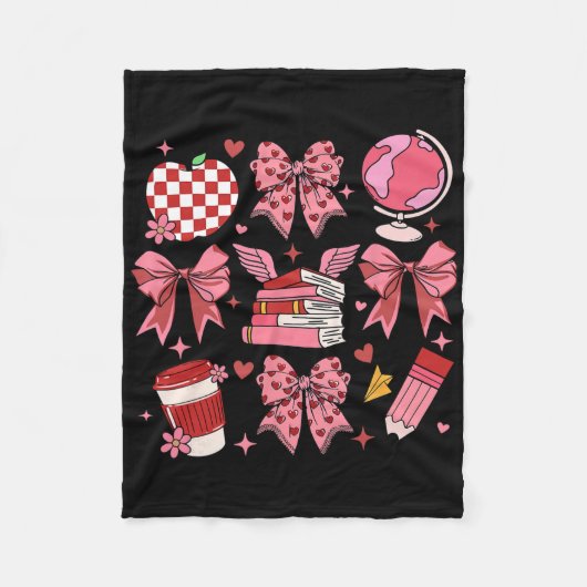 Couverture Polaire Coquette Pink Bow Apple Teacher Appreciation Valen (Devant)