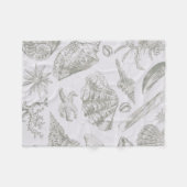 Couverture Polaire Coquilles de mer gris sauge doux croquis Antique N (Devant (Horizontal))