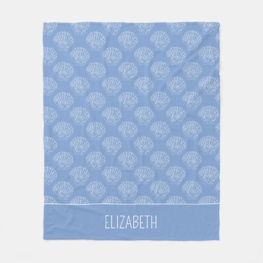 Couverture Polaire Coquilles de pétoncle blanc côtier sur bleu Person (Devant)