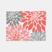 Couverture Polaire Corail et chrysanthèmes gris Motif floral (Devant (Horizontal))