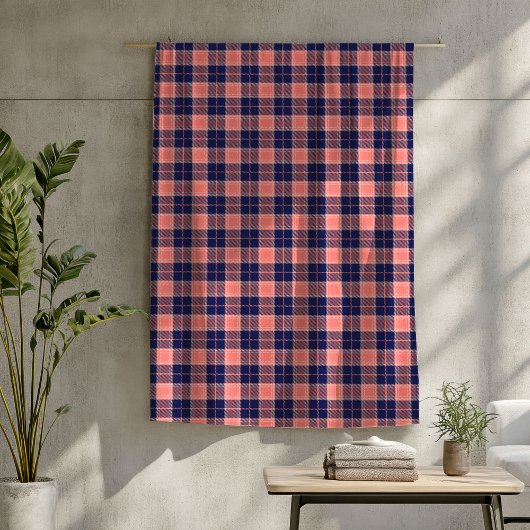 Couverture Polaire Corail et Marine Blanket Tartan classique pour le