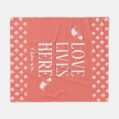 Couverture Polaire Corail | LOVE LIVES ICI | Personnalisable (Devant (Horizontal))