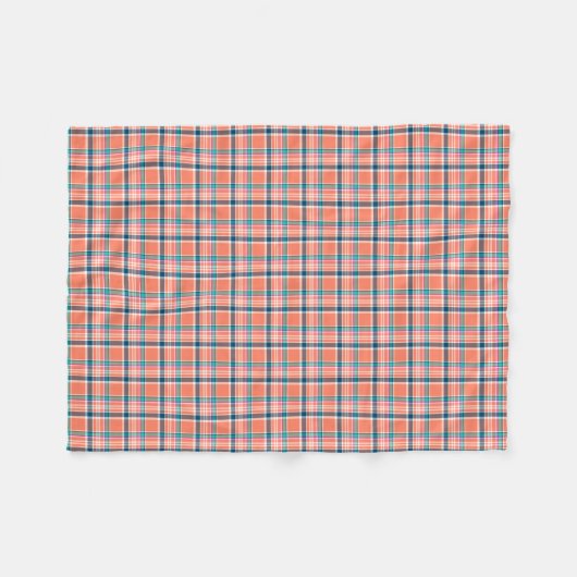 Couverture Polaire Corail orange et plaid bleu (Devant (Horizontal))