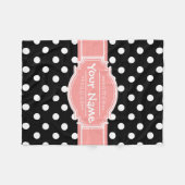 Couverture Polaire Corail Pois noir et blanc Nom personnalisé (Devant (Horizontal))