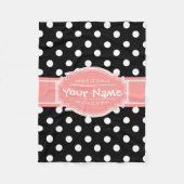 Couverture Polaire Corail Pois noir et blanc Nom personnalisé (Devant)