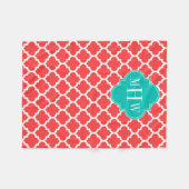 Couverture Polaire Corail Rouge Blanc Marocain #5 Sarcelle 3 Initiale (Devant (Horizontal))