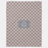 Couverture Polaire Coral and Grey Plaid Blanket Elegant Custom Name (Devant)