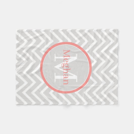 Couverture Polaire Coral Chevron Monogramme (Devant (Horizontal))