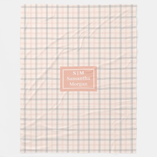 Couverture Polaire Coral Grey Plaid Throw Personalized Trendy Look (Devant)