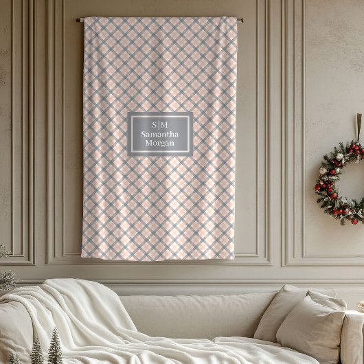 Couverture Polaire Coral Grey Tartan Blanket Modern Aesthetic Gift