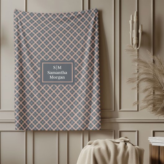 Couverture Polaire Coral Grey Throw Custom Name Pastel Aesthetic