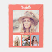 Couverture Polaire Coral orange photo collage fille amis (Devant)