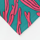 Couverture Polaire Coral Reef rose Abstrait et Motif Turquoise (Coin)